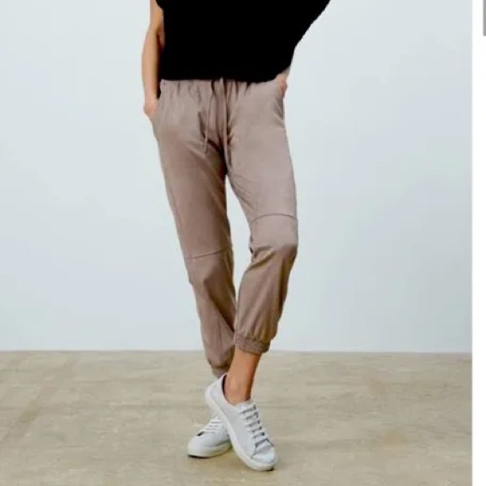 Zara Taupe Faux Suede Joggers M